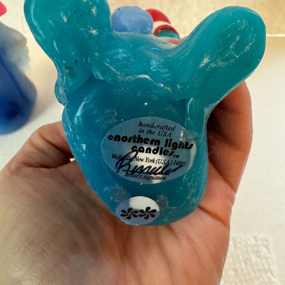 2 Wee Wizards Candles Signed Northern Lights Candle 7" Wellsville