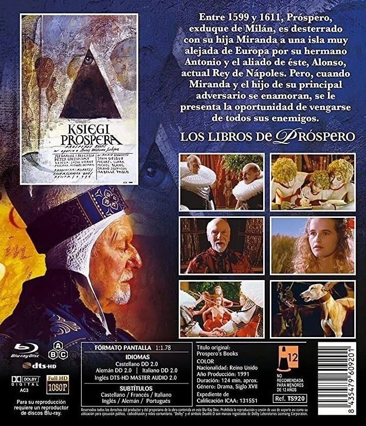 Prospero's Books (1991) Blu-Ray NEW (Spanish Package/English Audio) - Imagem 2 de 2