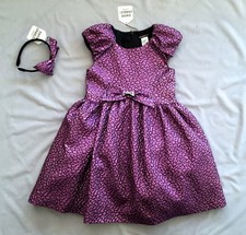 NWT DAVID CHARLES UK GIRLS DAMASK PARTY / WEDDING DRESS & BOW HEADBAND SET SZ 8 