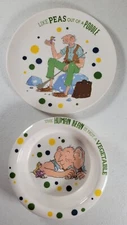 Roald Dahl Collection Plate and Bowl Set Plastic 2016 Like Peas Out of a Poodle