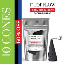 10 Charcoal Incense Cones 1'' Hand Dipped Natural Top Flow Smoke Wholesale Bulk