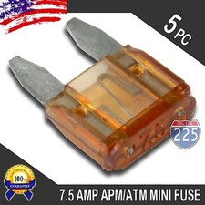 5 Pack 7.5A Mini Blade Style Fuses APM/ATM 32V Short Circuit Protection Car Fuse