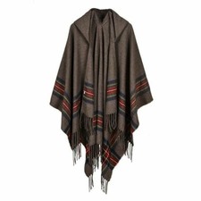 Mens Wool Blend Stripe Hooded Shawl Manteau Boho Gypsy Hippie Cape Poncho Hoody