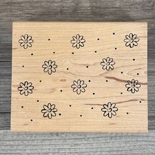 Denami Design 2006 Daisy Flower Dot Background Large Mounted Wood Rubber Stamp