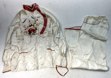 Vintage Silk Embroidered Japanese Collared Blouse and Pants Kimono Pajama Set