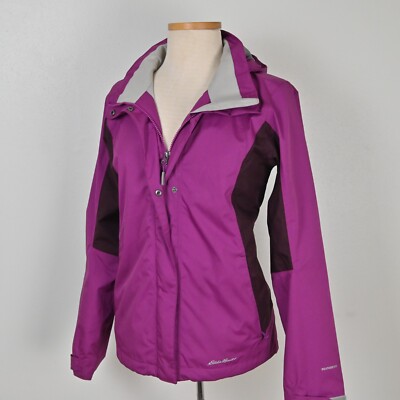 Eddie Bauer Weatheredge Softshell Hooded Zip Up Purple Windbreaker Raincoat XS