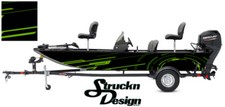 Pontoon Fishing Graphic Decal Boat Vinyl Wrap Modern Lines Shapes Neon Green USA