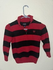 NWT Boy's Chaps L/S Rugby Striped 1/4 Zip Pullover Sweater Sz 6 - Excellent -