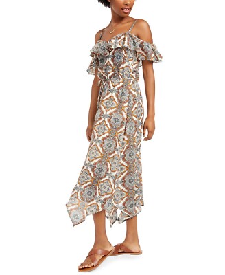 Fishbowl Be Bop Juniors' Ruffled Cold-Shoulder Maxi Dress Adult SMALL  -Jun-rs M | eBay