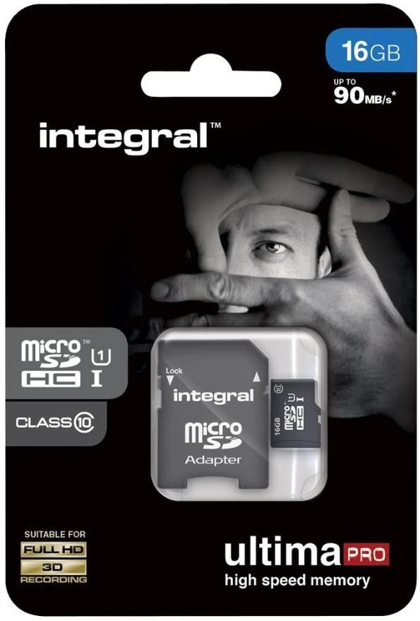 INTEGRAL UltimaPro Class 10 MicroSDHC Memory Card with SD Adaptor 90MB/s U1 16GB - Image 3 of 3
