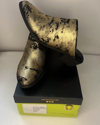 Very Volatile Moonstruck  Gold Metallic slide Mules Size 7