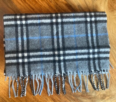 Burberry The Classic Vintage Check Cashmere Scarf Pewter Gray