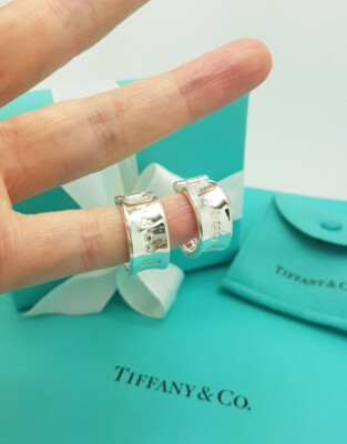 Authentic Tiffany & Co. Very RARE 1837 WIDE Sterling Silver Hoop