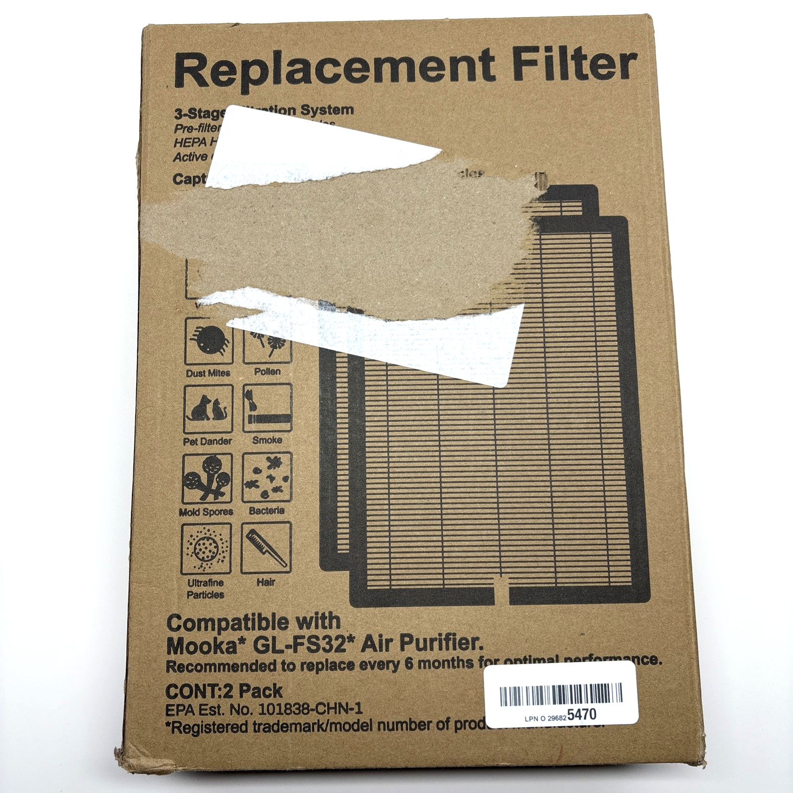 GL-FS32 HEPA H13 Replacement Filter Compatible with Mooka GL-FS32 Air Purifier
