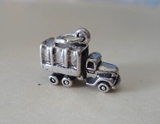 3D 15x10x6mm 3.4g  Army Military Covered Truck Sterling Silver Charm