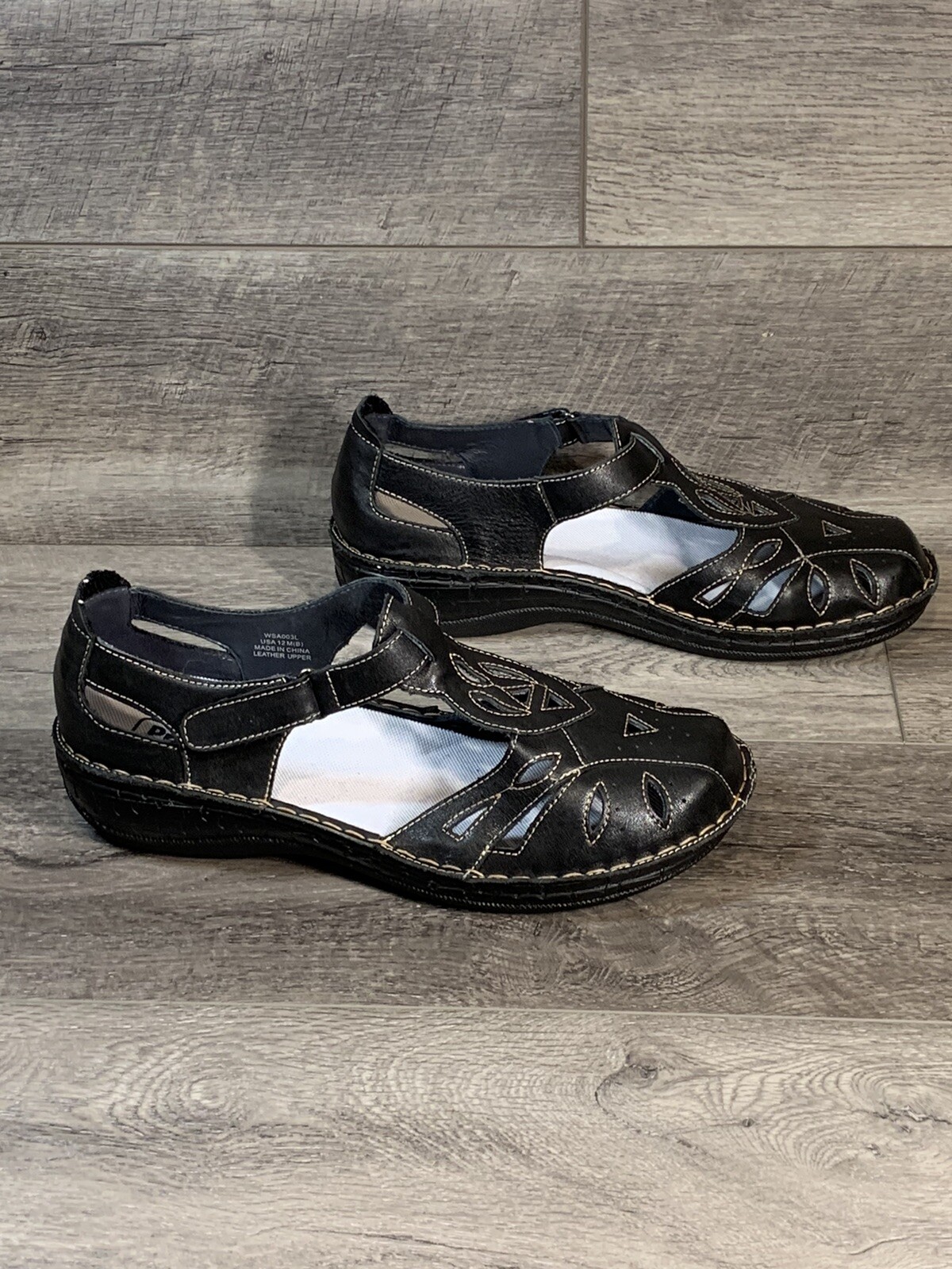Propet Jenna Black Leather Mary Jane Sandals Shoes Womens 12 M(B