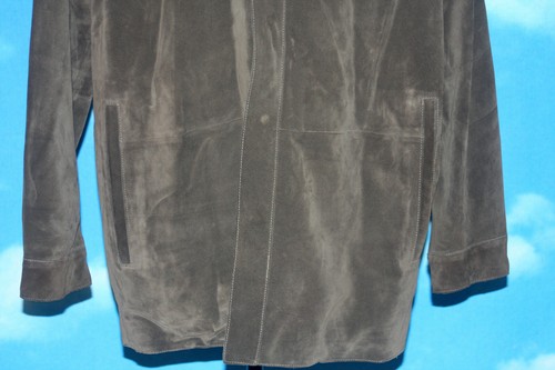 Andrew Marc New York First Class Suede Leather Jacket Large Green Snap Button - Picture 3 of 8