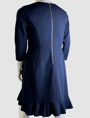 tommy hilfiger chiffon scuba crepe dress Tommy Hilfiger Womens Plus Ruffled Knee Length Shift Dress Navy 16W