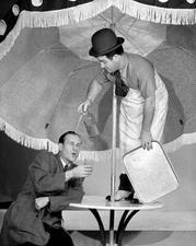 Bud Abbott sitting and Lou Costello Radio comedians September 1 1940s Photo 1