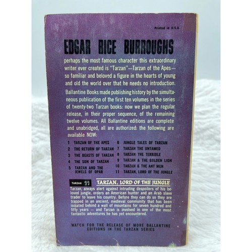 Tarzan Lord of the Jungle 1963 First Edition Classic Vintage Science Fiction - Picture 2 of 7