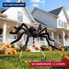 236'' Big Spider Web Halloween Decor 70'' Huge Spider for Roof with Triangular B