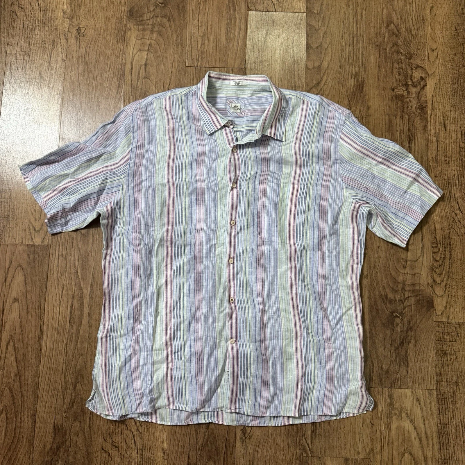 Peter Millar 100% Linen Button Shirt Men XL Rainbow Striped Preppy Beach Summer
Opens in a new windo