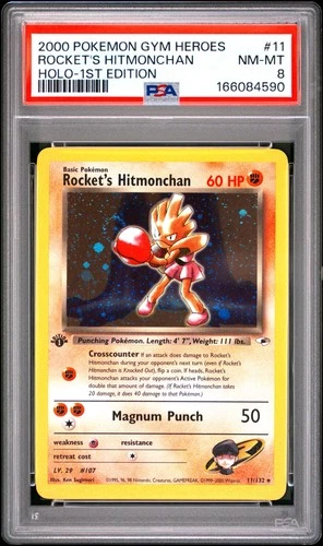 2000 POKEMON GYM HEROES HOLO-1ST EDITION #11 ROCKET'S HITMONCHAN PSA 8