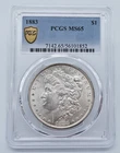 1883-P Morgan Silver Dollar PCGS MS65 Gold Shield Label - T348