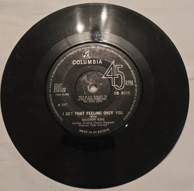 1967. Solomon King. I Get That Feeling Over You/ She Wears My Ring. 7'' Columbia