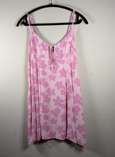 Wild Fable Pink Floral Mini XL Sun Dress Tie Front Sleeveless Pockets Summer
