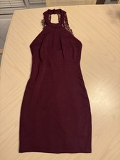 Lulu’s Mini Halter Dress Dark Maroon XS Extra Small Excellent Use Condition