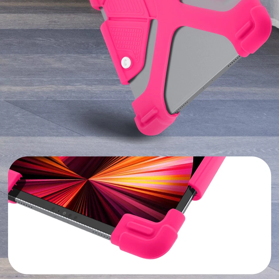 Coque tablette 8.9 à 12 pouces Universel Bumper Silicone Gel rose Mode Support - Photo 3/4