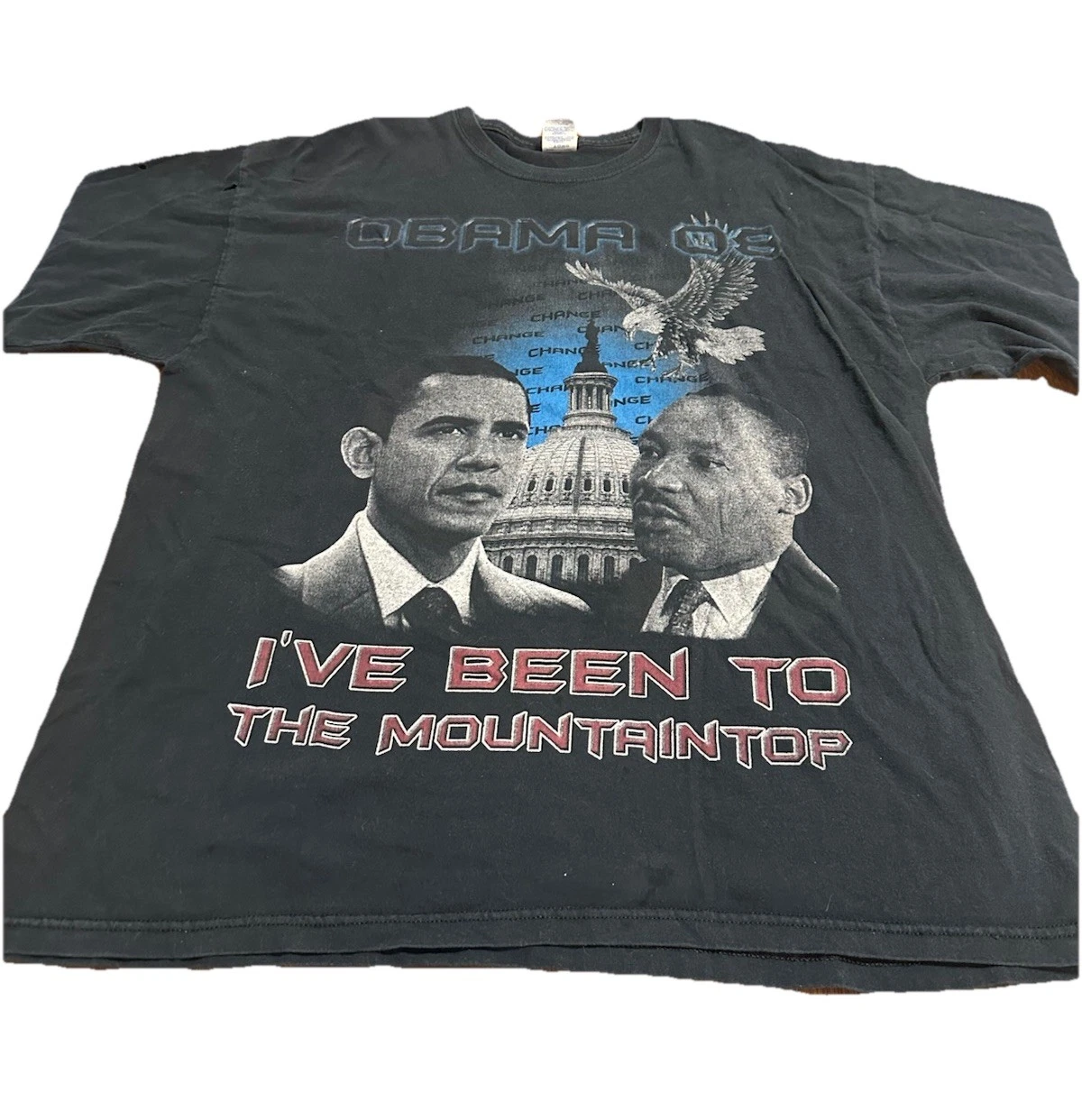 Gildan Shirt VTG Black Graphic Print Barack Obama President USA 2XL MLK Jr.