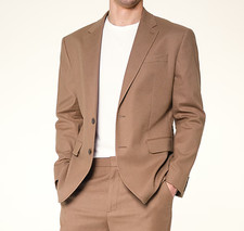 Express Men's Classic Dark Khaki Linen-Blend Suit Jacket Blazer Size 40R NWT