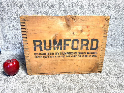 RARE 1906 FDA Antique Rumford Baking Powder Wood Crate Box Advertising Minnesota