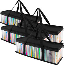CD Storage Bags 4 Pack - Transparent PVC Media Storage - Water Resistant CD Ho