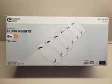5 Pack Commercial Electric 6" White LED Flush Mount Lights, 800 Lumens, Dimmable
