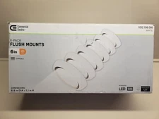 5 Pack Commercial Electric 6" White LED Flush Mount Lights, 800 Lumens, Dimmable