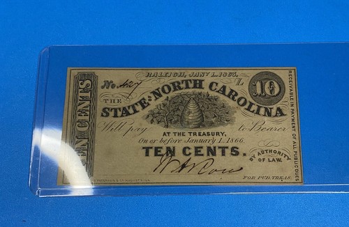 1863 10c The State Of North Carolina, NC Obsolete Currency, VF, Serial #427 - Picture 4 of 4