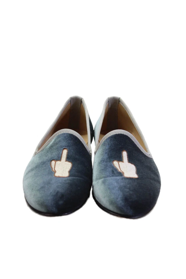 Mocasines de terciopelo con punta redonda sin cordones Del Toro para mujer gris talla 6,5 Foto 2 de 4