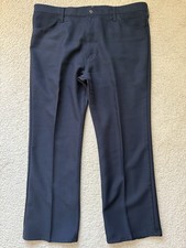 Vintage Men s Wrangler Pants 82NV 42x30 Polyester USA Navy Blue EUC