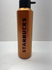 NWT Starbucks 2024 Orange & Black Shine Wordmark Logo Strap Water Bottle Tumbler