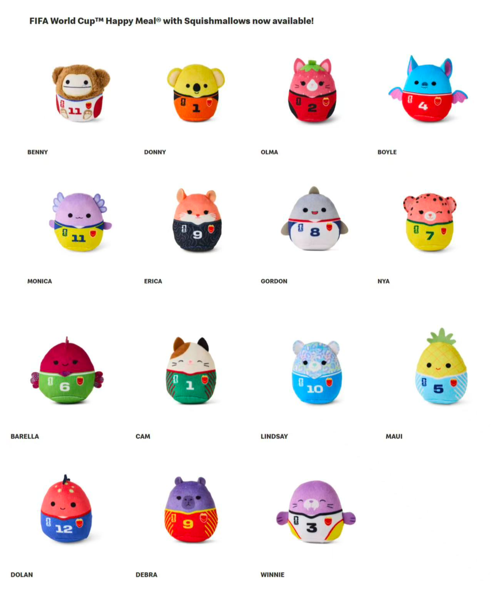 McDonald's AUS Happy Meal Toys 2026 FIFA World Cup Squishmallows