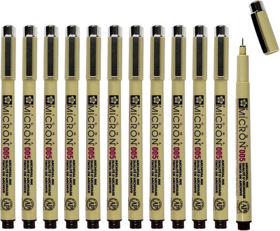 Pigma Micron Fineliner Pens, Sepia, 005 Point, Box of 12
