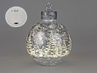 Formano Deko-Kugel 35Cm Frosty-Silber Sterne Baum Timer Wald Winter Glas
