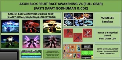 [Blox Fruits] | Race (Awakening) V4 T10 (Full Gear) CDK | Bonuses
