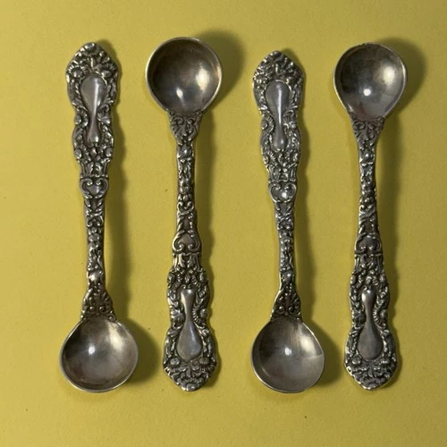 Gorham Imperial Chrysanthemum Sterling Silver 4 Individual Salt Spoon Spoons
