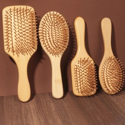 Bamboo Hair Brush-Detangling, Scalp Massage for Hair Growth, Wet/Dry Brush