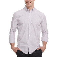 Chaps Men's Regular Fit Button Down Check Dress Shirt, Red, XXL