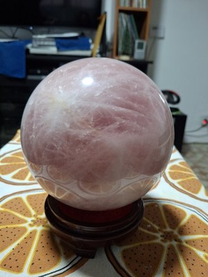 HUGE Natural Pink Rose Quartz Sphere Crystal Ball Reiki Healing 4.536 Kilos